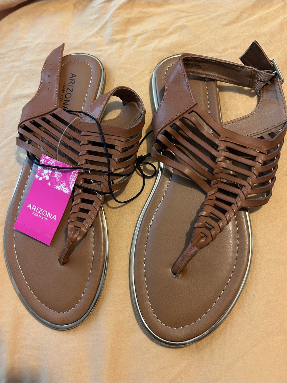 Women's Brown Woven Thong Sandals size 8 1/2